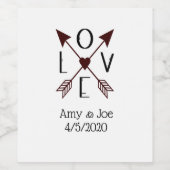 Personalisierte Liebe mit den Pfeilen Rot und Schw Weinetikett (Einzelnes Label)