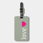 Personalisierte Liebe mit einem hellrosa Herz Gepäckanhänger (Vorderseite vertikal)
