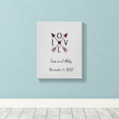 Personalisierte Liebe mit Pfeile Hochzeit Leinwanddruck (Insitu (Holzboden))