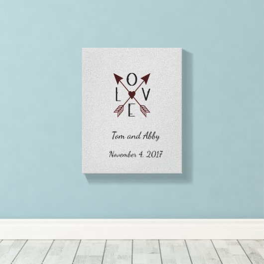 Personalisierte Liebe mit Pfeile Hochzeit Leinwanddruck (Insitu (Holzboden))