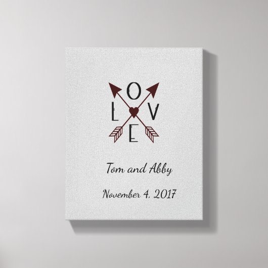 Personalisierte Liebe mit Pfeile Hochzeit Leinwanddruck (Vorderseite)