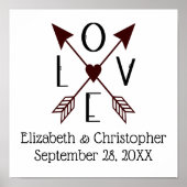 Personalisierte Liebe mit Pfeilen Hochzeitdatum dr Poster (Vorne)