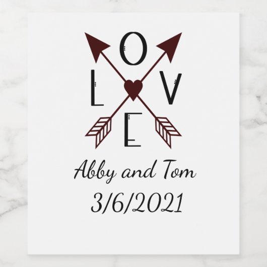 Personalisierte Liebe mit Pfeilen Weinflaschen Weinetikett (Einzelnes Label)