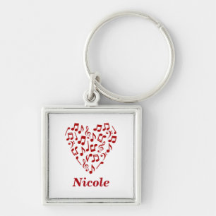 Personalisierte Liebe Music Red Heart Musiknoten N Schlüsselanhänger