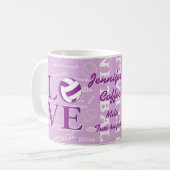 Personalisierte Liebe Netball Coffe Tasse (Vorderseite Links)