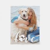 Personalisierte Liebe Paw Print Dog Lover Foto Fleecedecke (Vorderseite)