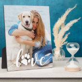 Personalisierte Liebe Paw Print Dog Lover Foto Fotoplatte (Seite)