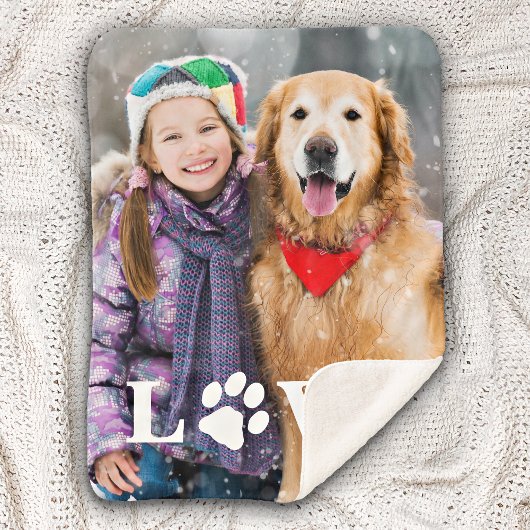 Personalisierte Liebe Paw Print Dog Lover Foto Sherpadecke