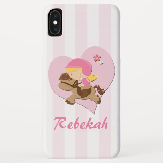 Personalisierte Liebe-Reiten-Rosa-Streifen Case-Mate iPhone Hülle (Rückseite)