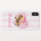 Personalisierte Liebe-Reiten-Rosa-Streifen Case-Mate iPhone Hülle (Rückseite (Horizontal))