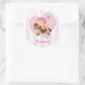 Personalisierte Liebe - Rosa Streifen Runder Aufkleber (Tasche)