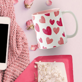 Personalisierte Liebe Rosa und rote Kerzenherzen Zweifarbige Tasse