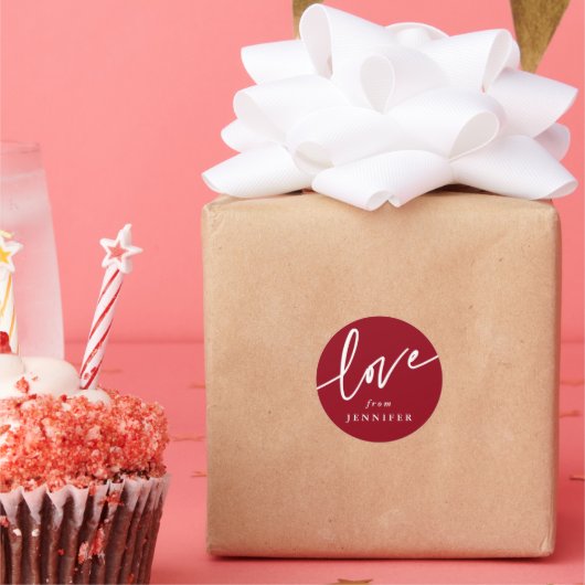 Personalisierte "Liebe" Script Schriftart Classic  Runder Aufkleber (Party)