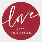 Personalisierte "Liebe" Script Schriftart Classic  Runder Aufkleber (Vorderseite)