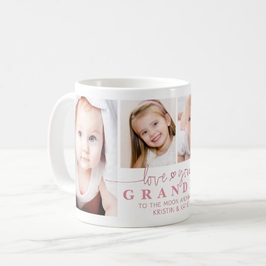 Personalisierte LIEBE SIE GRANDMA 4 Foto Skript Kaffeetasse (Vorderseite Links)