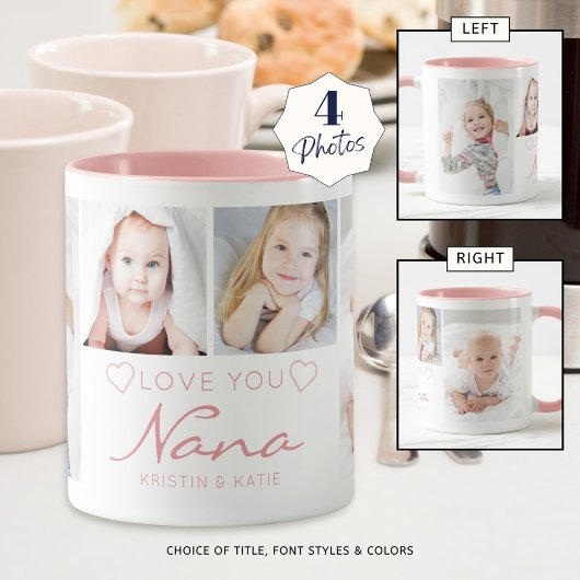Personalisierte LIEBE SIE NANA 4 Foto Rosa Tasse