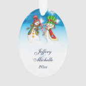 Personalisierte Liebe Snowman und Snow-Woman Ornament (Rückseite)