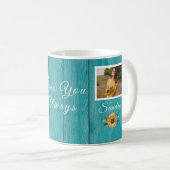 Personalisierte Liebe | Sonnenblumen Aquamarin Kaffeetasse (VorderseiteRechts)