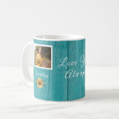 Personalisierte Liebe | Sonnenblumen Aquamarin Kaffeetasse (Vorderseite Links)