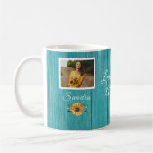 Personalisierte Liebe | Sonnenblumen Aquamarin Kaffeetasse (Links)