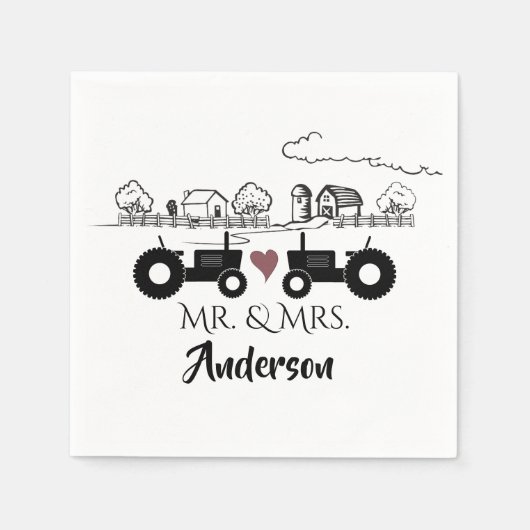 Personalisierte LIEBE Tractor Couple Farm Serviette (Vorderseite)