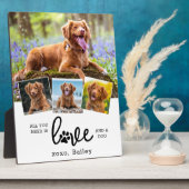 Personalisierte LIEBE und DOG Custom 4 FotoCollage Fotoplatte (Seite)