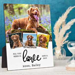 Personalisierte LIEBE und DOG Custom 4 FotoCollage Fotoplatte