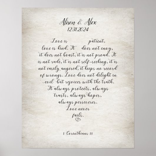 Personalisierte Liebe Versage nie 1 korinthisches Poster (Vorne)