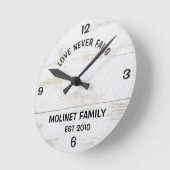 Personalisierte "Liebe Versage nie" Rustikale Uhr (Winkel)