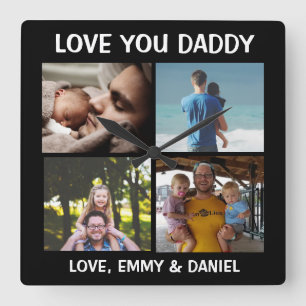 Personalisierte Liebe You Daddy Foto Quadratische Wanduhr