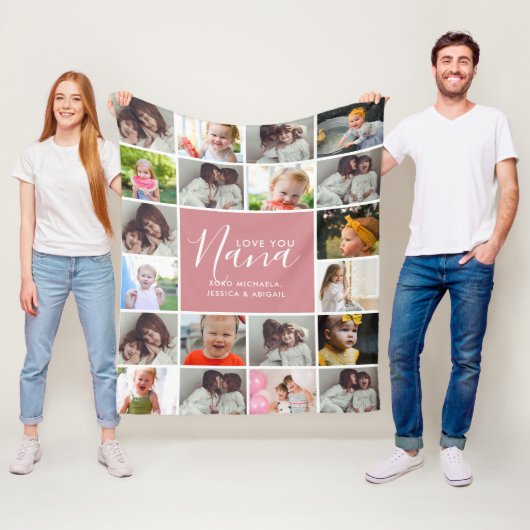 Personalisierte Liebe You Nana 20-Foto Collage Fleecedecke (Beispiel)