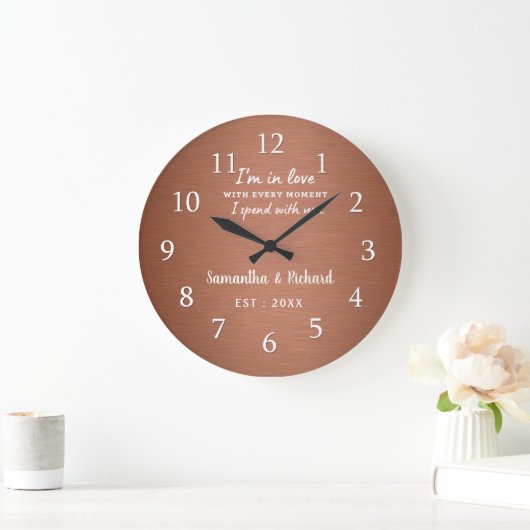 Personalisierte Liebe Zitat Kupfer Hochzeit Jahres Große Wanduhr (Zuhause)