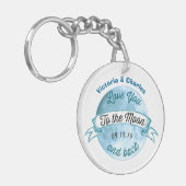 Personalisierte Liebe zum Mond und zurück Schlüsselanhänger (Vorderseite links)