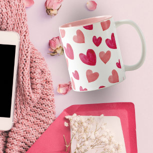 Personalisierte Liebes-Pink- und rote Zuckerguss-H Zweifarbige Tasse
