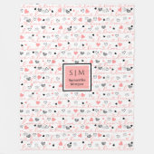 Personalisierte Liebesgeschenke-Decke Rosa Schwarz Fleecedecke (Vorderseite)