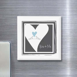 Personalisierte Liebesvögel Blaues Herz Magnet