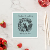 Personalisierte Liebesvögel Wreath Wedding Napkins Serviette (Beispiel)
