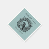 Personalisierte Liebesvögel Wreath Wedding Napkins Serviette (Ecke)