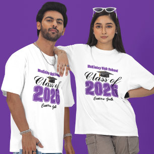 Personalisierte lila Abschlussklasse 2026 T-Shirt