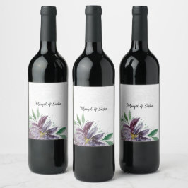 Personalisierte Lila Abstrakte Lotus Wasserfarbene Weinetikett