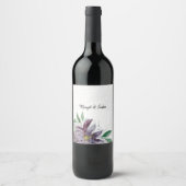 Personalisierte Lila Abstrakte Lotus Wasserfarbene Weinetikett (Vorderseite)