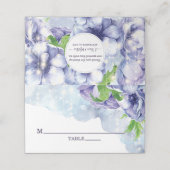 Personalisierte Lila Anemone-Hochzeit Platzkarte (Außenseite Aufgefaltet)