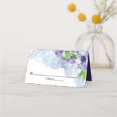 Personalisierte Lila Anemone-Hochzeit Platzkarte (Vorderseite)