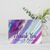 Personalisierte Lila Aqua Wedding Danke Karten (Stehend Vorderseite)