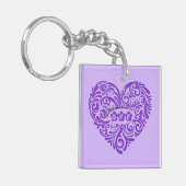 Personalisierte Lila BESTE FREUNDIN Herzkette Schlüsselanhänger (Vorderseite links)