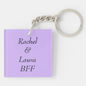 Personalisierte Lila BESTE FREUNDIN Herzkette Schlüsselanhänger (Rückseite)
