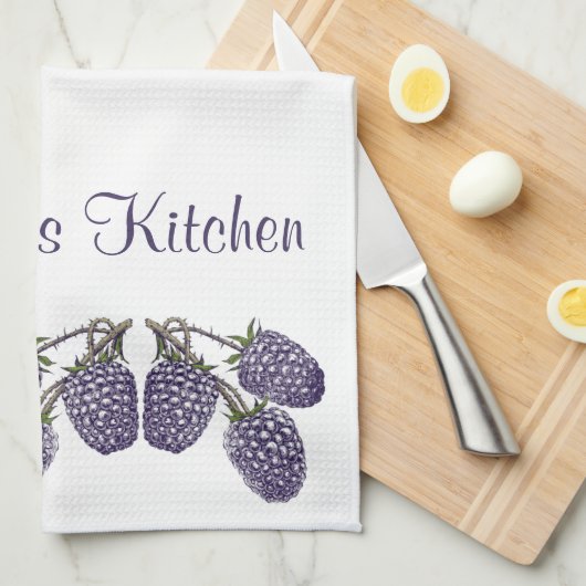 Personalisierte Lila BlackBerry-Illustration Geschirrtuch (Viertel Falte)