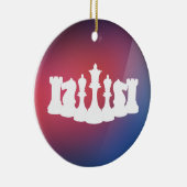 Personalisierte Lila, blaue und weiße Schachfigure Keramikornament (Rechts)