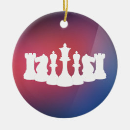 Personalisierte Lila, blaue und weiße Schachfigure Keramikornament