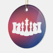 Personalisierte Lila, blaue und weiße Schachfigure Keramikornament (Links)